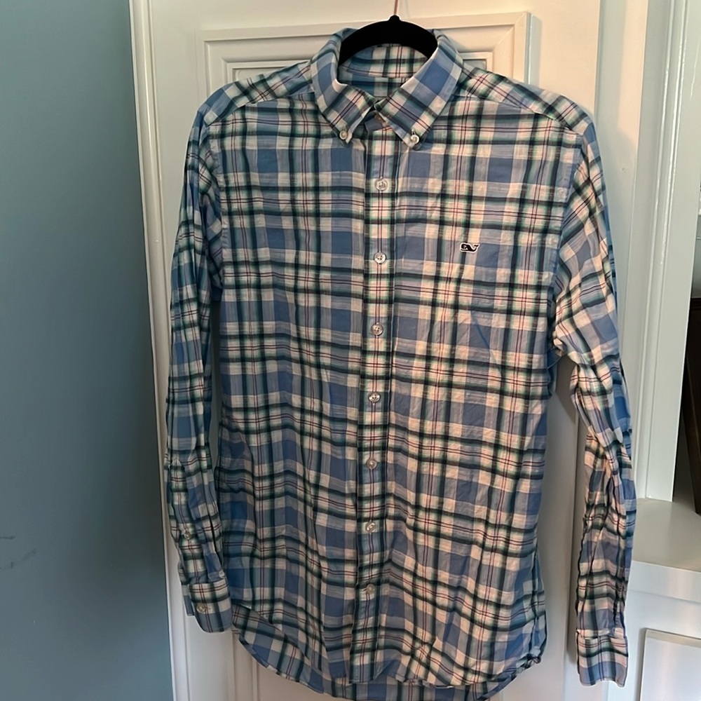 Vineyard Vines Slim Fit Whale Shirt | Blue, green, pink and white